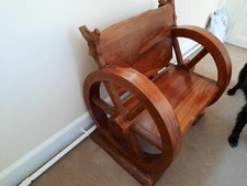 wooden cart wheel bench