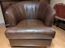 Brown Leather Swivel Tub Chair - High Quality - Immaculate Condition