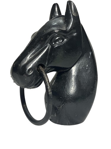 Black horse head statue ring - black,