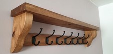 Coat Rack+Shelf Handmade Wall Mounted Floating Double Hooks