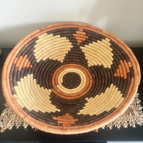 African handwoven basket bowl - african,