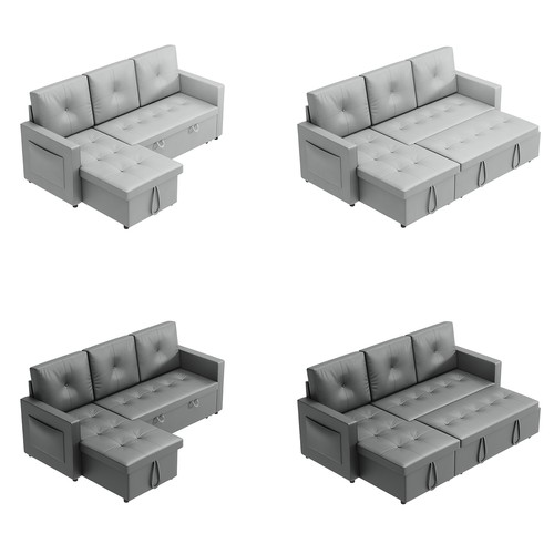 Grey corner seater sofa - 3, bed