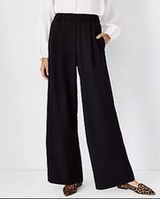 Ann Taylor Petite Palazzo High Rise Wide Leg  Black Pants Size MP NWT.