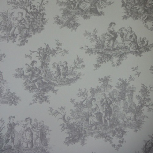 Grey toile jouy wallpaper - jouy,
