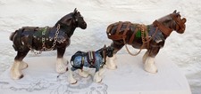 Choice of 3 Vintage Lovely Ceramic Shire and Clydesdale Horses In Harness