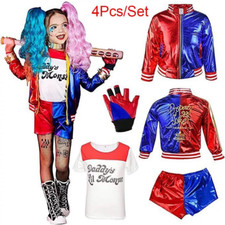 Kids Girls Costume Suicide Squad Harley Quinn Fancy Dress Cosplay Costume Outfit