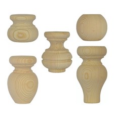 * Set of 4 Small Wooden Turned Furniture & Chest Feet in Pine. 66mm Dia.*
