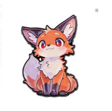 Cute Kawaii Fox Enamel Brooch
