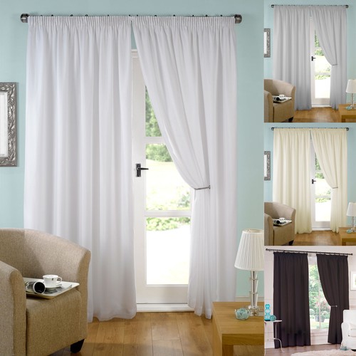 Lined voile curtains - curtains, pair