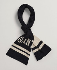 GANT 80% Wool Collegiate Scarf Long Unisex Striped Black Cream BNWT