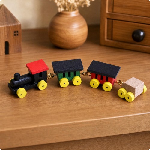 Miniature wooden train with - wooden,