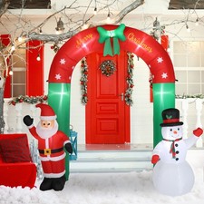 2.4M Christmas Inflatable Arch Door Decoration Snowman SantaClaus Giant for Home