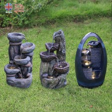Garden Fountain Water Feature LED Lights Indoor Outdoor Polyresin Statues Decor