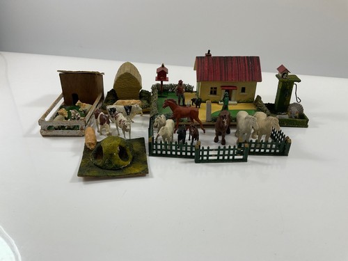 Vintage wooden toy farm - vintage,
