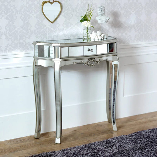 Mirrored glass top console - top,
