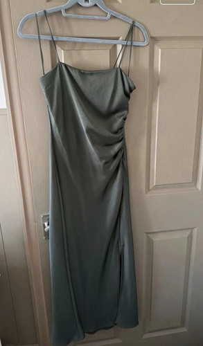 Zara green satin - satin, slip