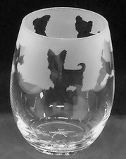 YORKSHIRE TERRIER Frieze Boxed 36cl Crystal Stemless Wine / Water Glass