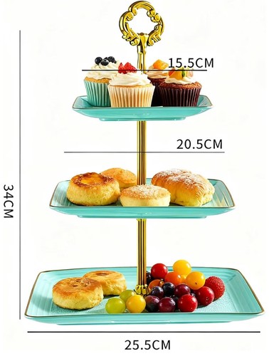 Tier turquoise square cake - 3,