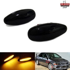 2x Black Lens Side Indicator LED Repeater Light For Lancer Evo MK7 MK8 Outlander