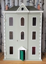 Large Wooden Doll's House Vintage Victorian Style 1:12th Scale 3-Floor Decorated