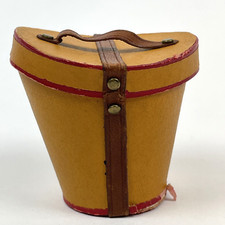 Vintage German Candy Container Leather Hat Box Luggage 2" Paper Strap  