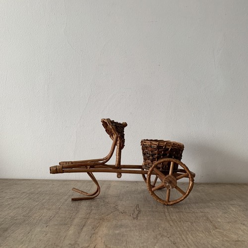 Vintage wicker weave rickshaw - wicker,