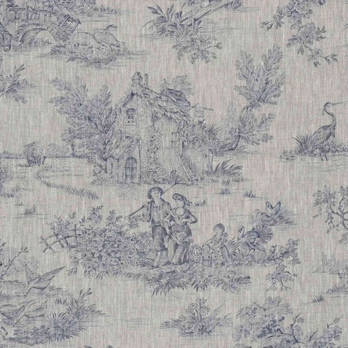 Toile jouy linen fabric - linen,
