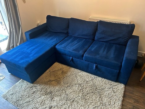 Blue chaise sofa bed with - sofa,