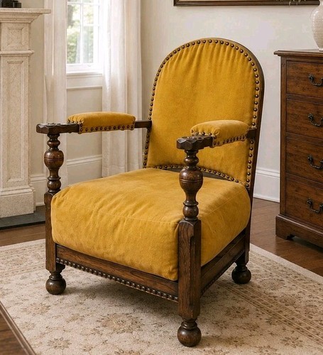 Antique oak open armchair arts - open,