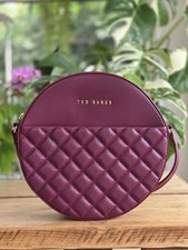 Ted Baker Burgundy Quilted Cirus Leather Circle Round Crossbody Shoulder Bag