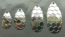 French Hexagon Spinner Blades Sizes 2-5, Silver for Spinners and Lures. 10 or 25