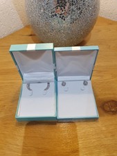 DIAMONIQUE QVC Two Pairs of Silver earrings