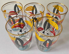 5x Retro mid century decorated