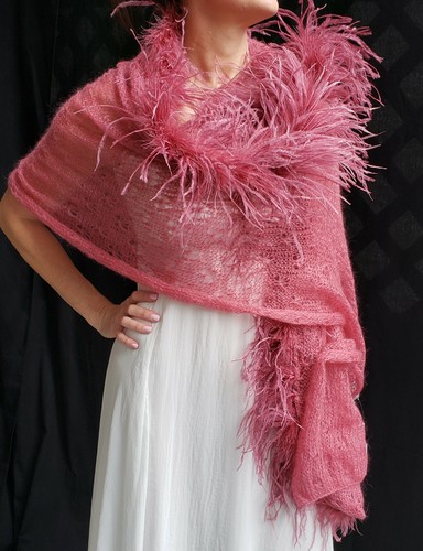 Mohair lace shawl - lace, ostrich