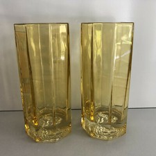 VERSACE Medusa Lumiere Amber LONGDRINK GLASS Set of 2  New in Box Express Ship