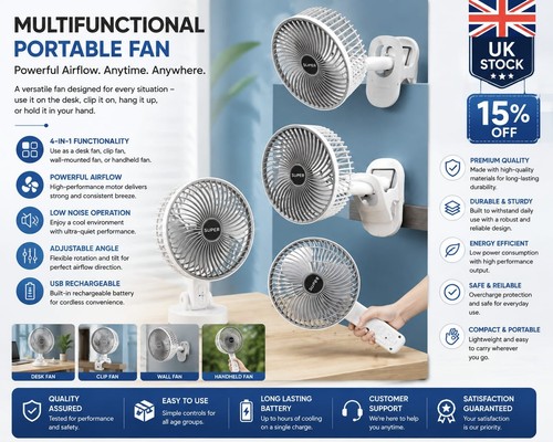 Portable clip fan usb - on,