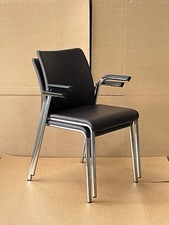 STEELCASE Eastside  Genuine Dark brown Leather stacking chairs - 50 Available