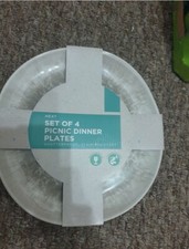 NEXT New Grey  Set of 4 Picnic Dinner Plates