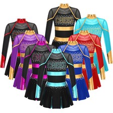 Kids Girl Cheer Leader Uniform Outfit Sleeveless Zipper Back Cheerleading UK