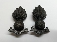 Artillery Collar Dogs Royal Army "Ubique" RA Insignia Metal Badges No Split Pins