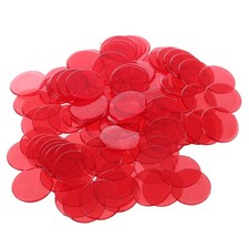 100Pcs Clear Red Plastic Bingo