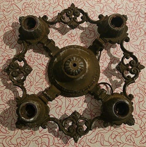 Antique cast iron chandelier - antique,