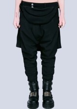 Black Punk Bondage Trousers Pants 90's style bum bag Clip Long Cyber