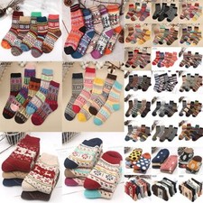 5 Pairs Womens Thick Wool Socks Thermal Warm Knitting Nordic Ladies Socks Winter
