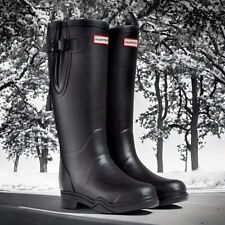 HUNTER WOMENS BALMORAL EQUESTRIAN BOOTS Tall Neoprene Black Calf Length Rubber