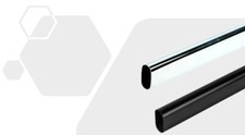 Wardrobe Rail/Rod Oval Steel - Black/Chrome, 300-2800mm,Includes ends and screws