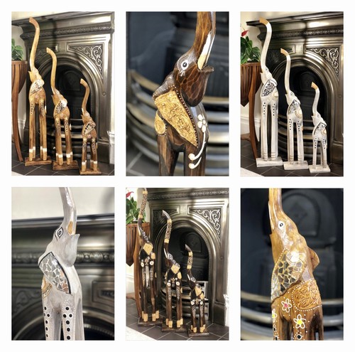 Wooden elephant statue - statue, carving