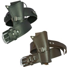 Cowboy Western Revolver Single Gun Holster Belt Black Brown Genuine Leather