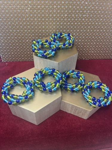 Blue green twisted beaded - blue,