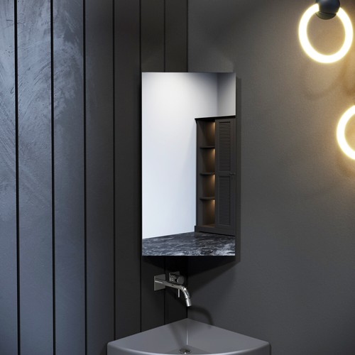Corner bathroom mirror - bathroom,